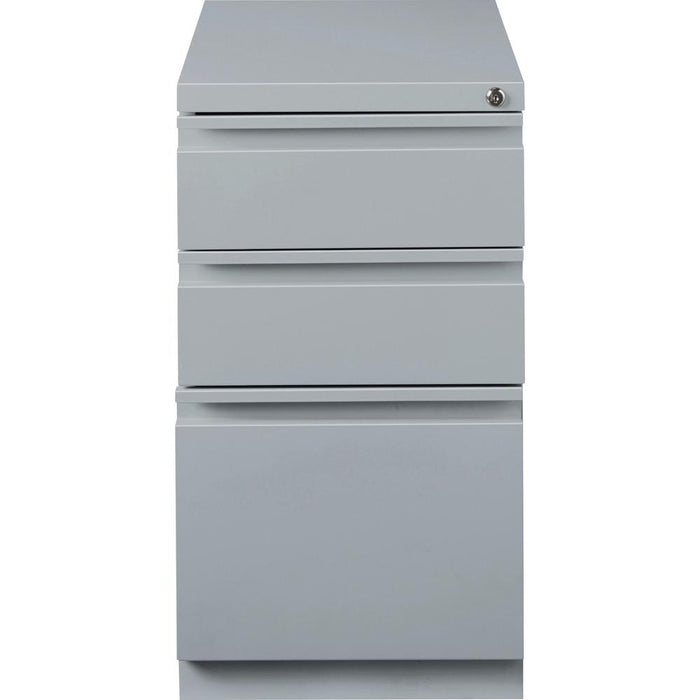 Lorell 20" Box/Box/File Mobile File Cabinet with Full-Width Pull - 15" x 19.9" x 27.8" - 3 x Drawer(s) for Box, File - Letter - Ball-bearing Suspension, Drawer Extension, Durable, Recessed Drawer - Gr