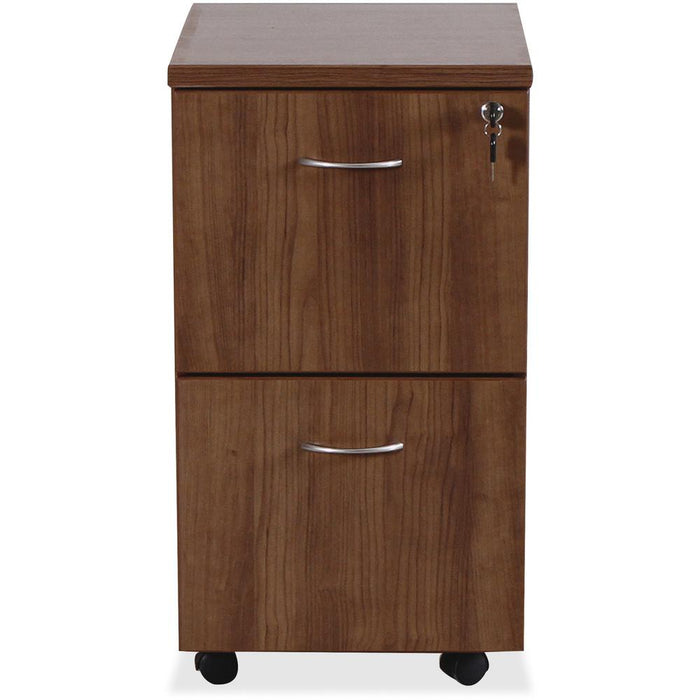 Lorell Essentials Series File/File Mobile File Cabinet - 15.8" x 22"28.4" Pedestal, 1.5" Caster - 2 x File Drawer(s) - Finish: Laminate, Walnut - Mobility, Built-in Hangrail, Locking Pedestal, Dual Wh