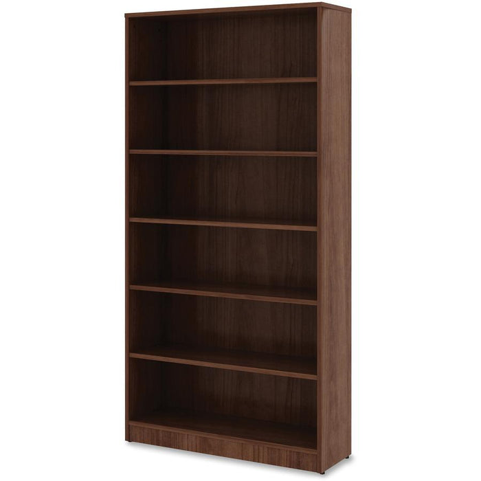 Lorell Laminate Bookcase - 6 Shelf(ves) - 72" Height x 36" Width x 12" Depth - Sturdy, Adjustable Feet, Adjustable Shelf - Thermofused Laminate (TFL) - Walnut - Laminate - 1 Each