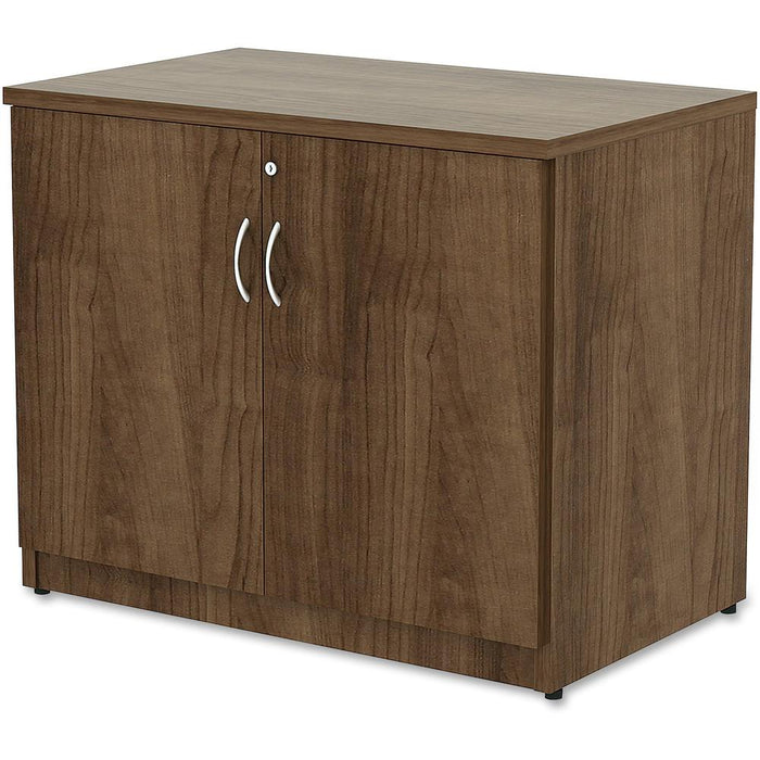 Lorell Essentials Series 2-Door Storage Cabinet - 36" x 22.5" x 29.5" - Glide, Lockable - Walnut - Laminate - Metal