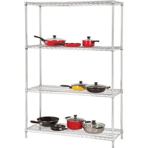 Lorell Industrial Wire Starter Shelving Unit - 48" Width x 18" Depth - Steel - Chrome