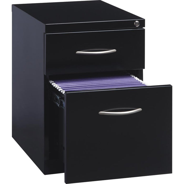 Lorell Premium Box/File Mobile File Cabinet with Arm Pull - 15" x 19.9" x 21.8" - 2 x Drawer(s) for Box, File - Letter - Pencil Tray, Ball-bearing Suspension, Drawer Extension, Durable - Black - Steel