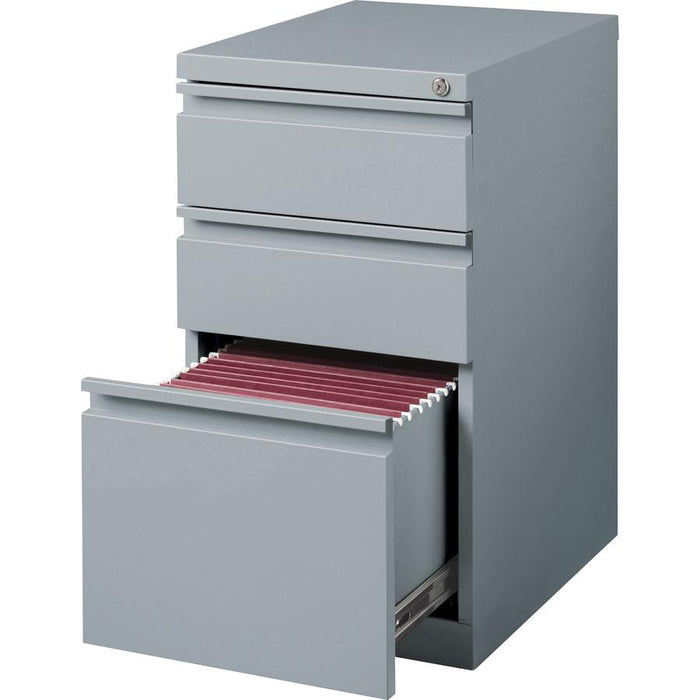 Lorell 20" Box/Box/File Mobile File Cabinet with Full-Width Pull - 15" x 19.9" x 27.8" - 3 x Drawer(s) for Box, File - Letter - Ball-bearing Suspension, Drawer Extension, Durable, Recessed Drawer - Gr