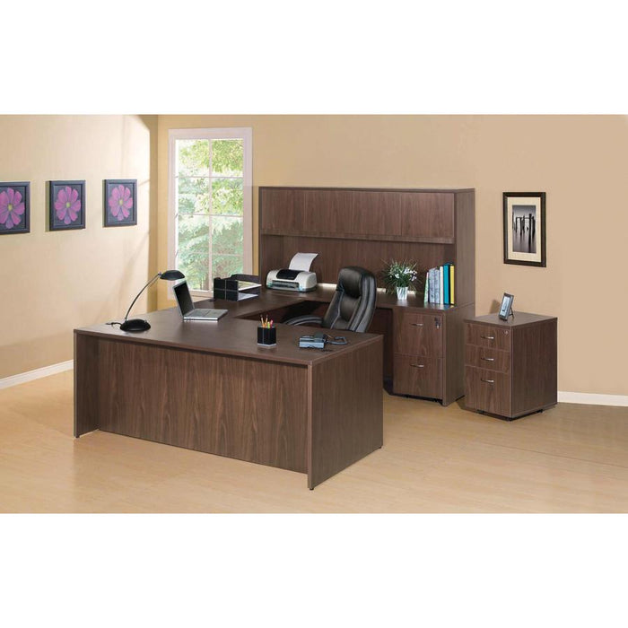 Lorell Essentials Series File/File Mobile File Cabinet - 15.8" x 22"28.4" Pedestal, 1.5" Caster - 2 x File Drawer(s) - Finish: Laminate, Walnut - Mobility, Built-in Hangrail, Locking Pedestal, Dual Wh