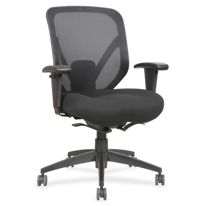 Lorell Self-tilt Mid-back Chair - Fabric Seat - Fabric Back - 5-star Base - Black - 1 Each