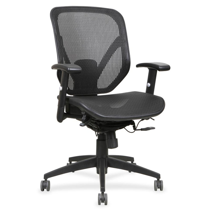 Lorell Mid-back Office Chair - Black Seat - Black Back - Plastic Frame - 5-star Base - Black - 1 Each