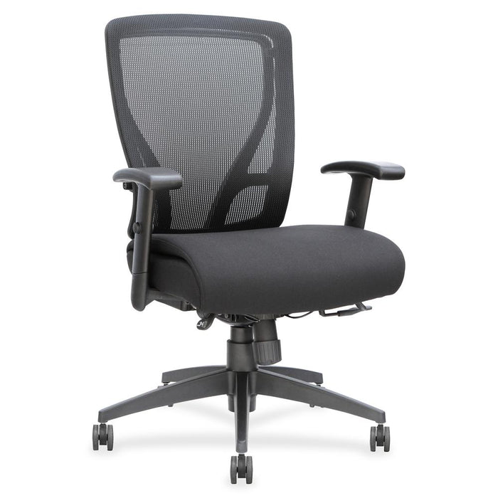 Lorell Executive Mesh Mid-back Chair - Black Fabric Seat - Black Back - Plastic Frame - 5-star Base - Black - 1 Each