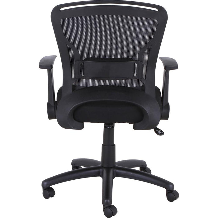 Lorell Flipper Arm Mid-back Office Chair - Fabric Seat - Mid Back - 5-star Base - Black - 1 Each