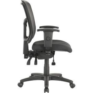 Lorell ErgoMesh Series Managerial Mid-Back Chair - Black Fabric Seat - Black Back - Black Frame - Mid Back - 5-star Base - 1 Each