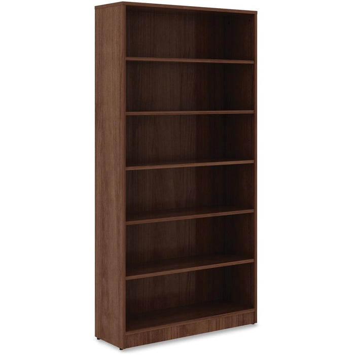 Lorell Laminate Bookcase - 6 Shelf(ves) - 72" Height x 36" Width x 12" Depth - Sturdy, Adjustable Feet, Adjustable Shelf - Thermofused Laminate (TFL) - Walnut - Laminate - 1 Each