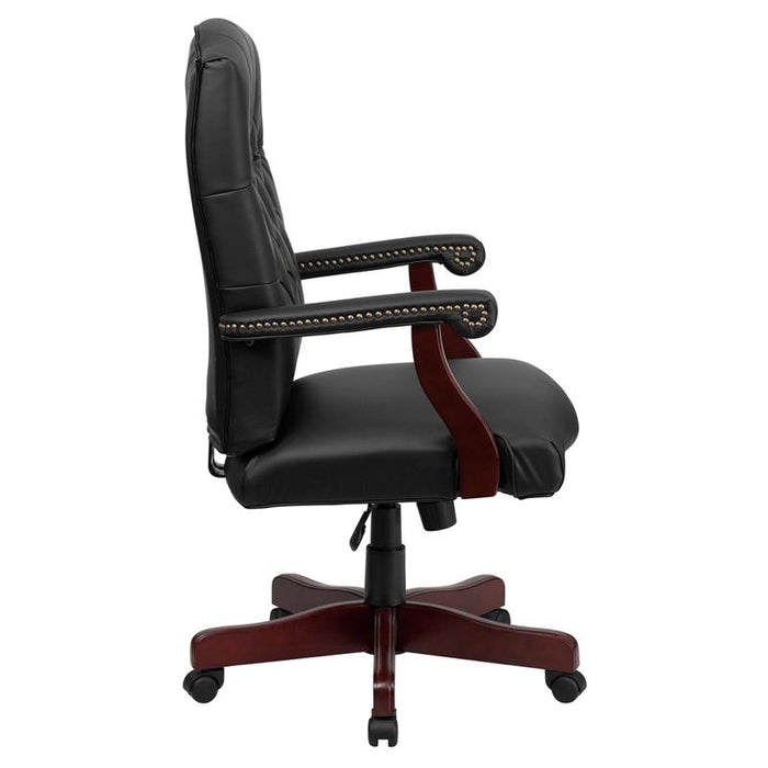 Black LeatherSoft Executive Swivel Office Chair with Arms