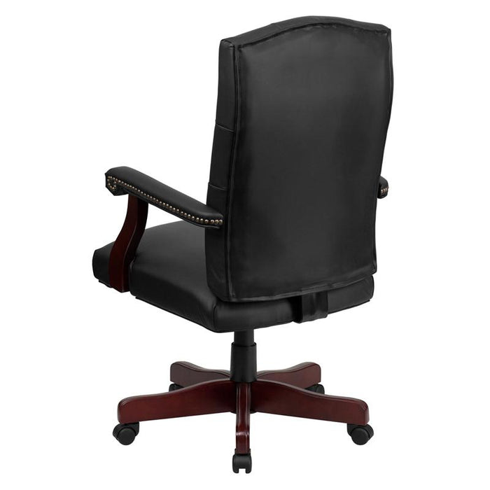 Black LeatherSoft Executive Swivel Office Chair with Arms