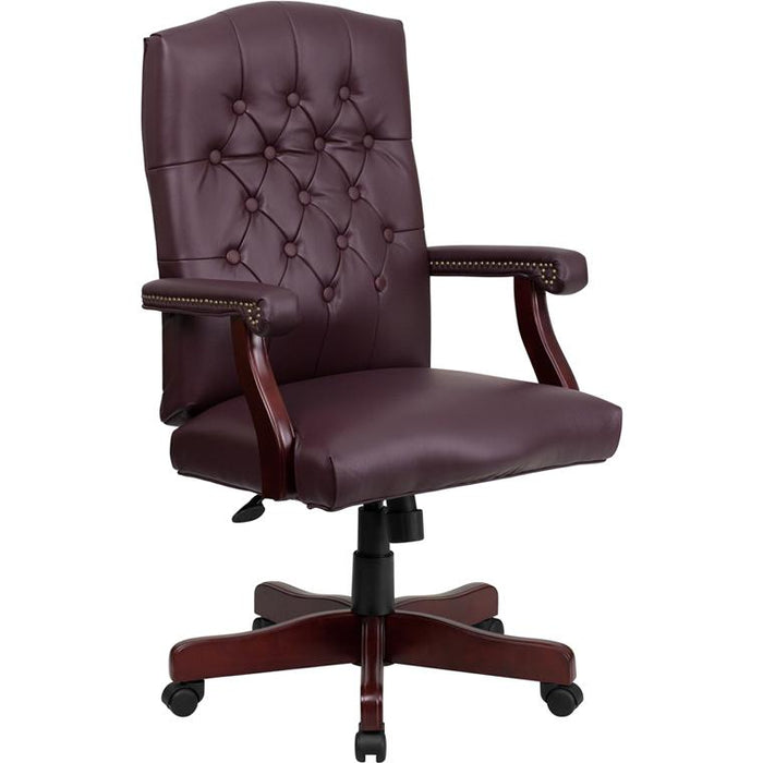 Burgundy LeatherSoft Executive Swivel Office Chair with Arms