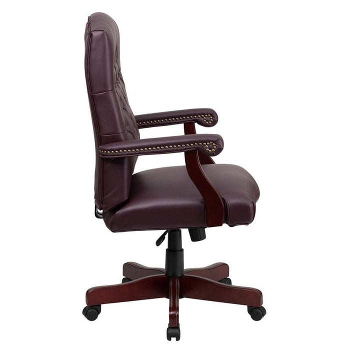 Burgundy LeatherSoft Executive Swivel Office Chair with Arms