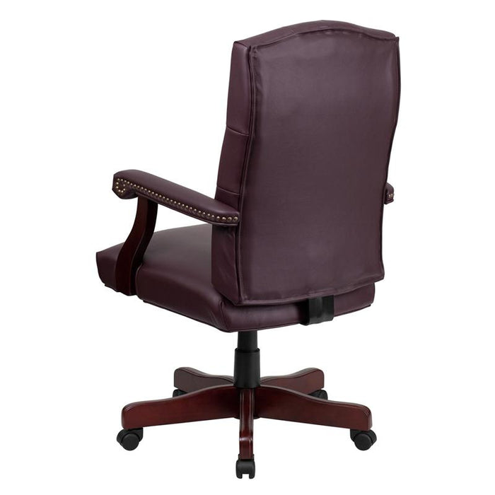 Burgundy LeatherSoft Executive Swivel Office Chair with Arms