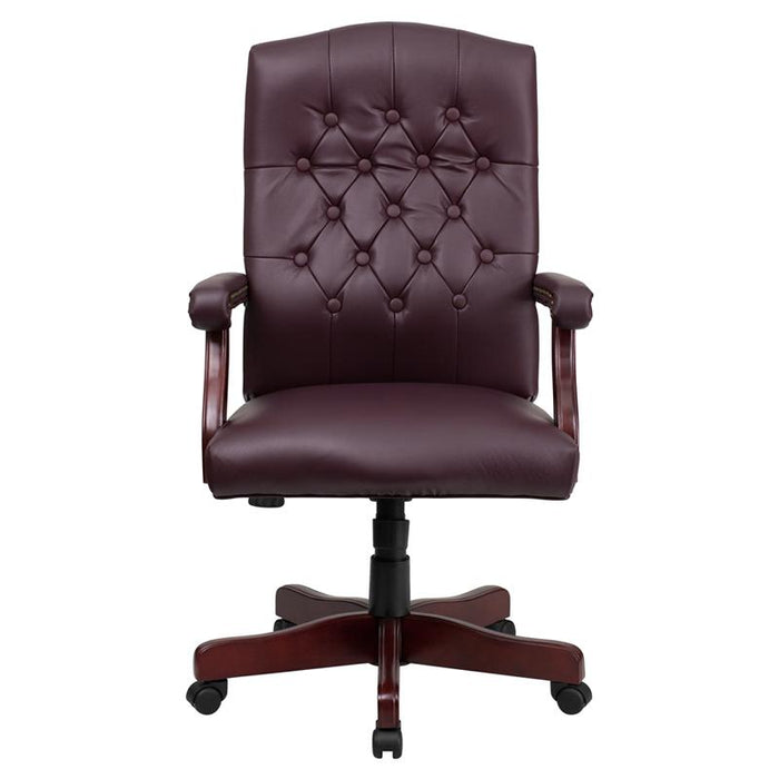 Burgundy LeatherSoft Executive Swivel Office Chair with Arms