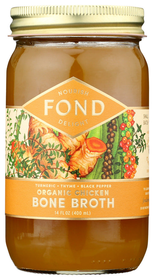 FOND BONE BROTH: Broth Bone Turmeric N Black Pepper Chicken Organic, 14 FO - No Brand For Less 