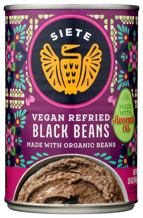 SIETE: Refried Black Beans, 16 oz