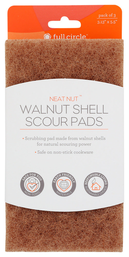 FULL CIRCLE HOME: Walnut Scour Pads, 3 pc - No Brand For Less 