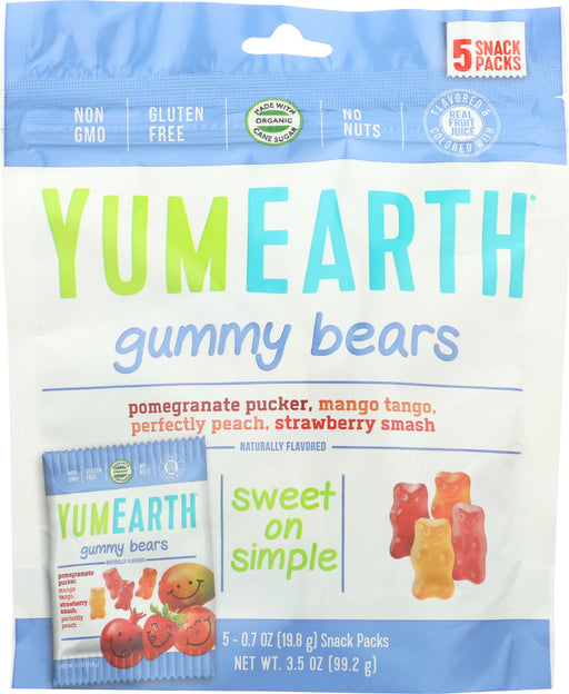 YumEarth organic candy is a true gourmet experience for families of all ages. From our new VEGAN YumEarth Organics Fruit Snacks to our classic YumEarth Organics Gummy Bears with their quintessential gummy bear bounce (thanks to the non-vegan and authentic pork based gelatin) to the refreshing Wild Peppermint YumEarth Mints to the sweet and sour yum of our newest YumEarth Naturals Sour Beans, there is a lot to enjoy.
Flavor: Pomegranate Pucker, Mango Tango, Perfectly Peach, Strawberry Smash