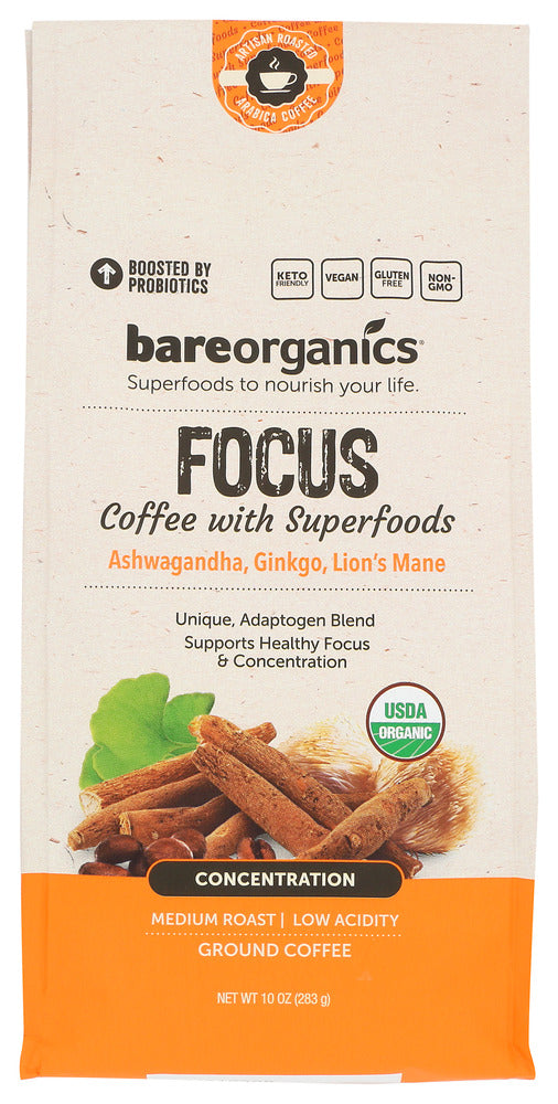 BAREORGANICS: Coffee Ground Focus Blnd, 10 OZ