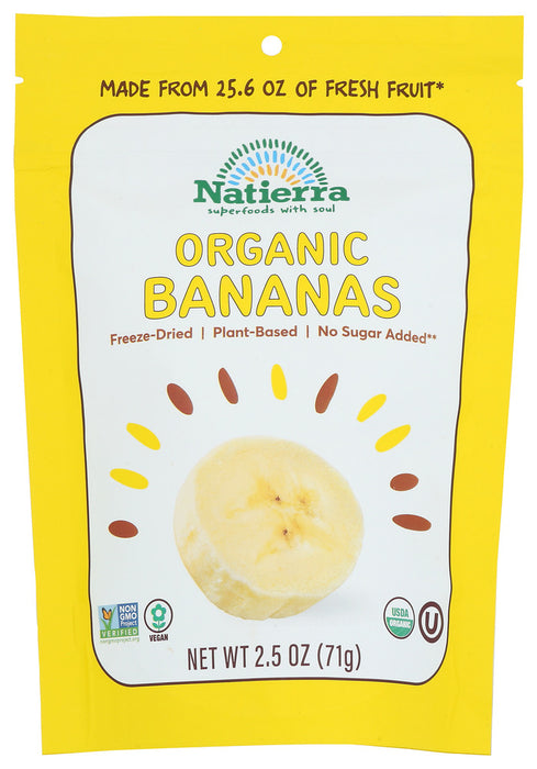 We're taking organic fruits + veggies on a freeze-dried adventure, to deliver the most crunchy and ohh so sweet bananas that have maintained all their essential nutrients. We've selected the ripest and tastiest bananas to bring you this healthy and delicious snack.