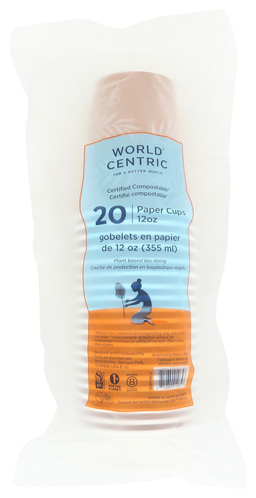 WORLD CENTRIC: Cup Paper Hot Compost 12Z, 20 pc