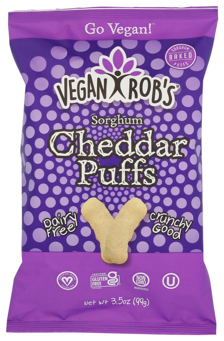 Vegan Rob's® Dairy Free Cheddar Puffs are the absolute bomb! They are so creamy, crunchy and delicious! Extra yum!! Made from the finest plant-based ingredients to satisfy your heart and your belly.
Eating this plant-based snacks is better for everyone and supports your compassion for all life. At Vegan Rob's® are always dedicated to creating and producing the finest plant-based, dairy-free snacks. Join and send a case to a friend, it's easy! 