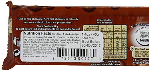 NESTLE: Chocolate Bar Aero Milk, 1.26 oz