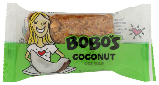 THIS PRODUCT IS GLUTEN-FREE, KOSHER AND VEGAN FRIENDLY. EACH PACKAGE OF BOBO'S OAT BARS, COCONUT WEIGHS 3 OZ. WITH 170 CALORIES PER BAR. SEE NUTRITION FACTS PANEL FOR ALLERGENS. BOBO'S OAT BARS, COCONUT ARE A CONVENIENT AND DELICIOUS TREAT, GREAT FOR ON-THE-GO SNACKING. MADE WITH ALL NATURAL INGREDIENTS, BOBO'S OAT BARS ARE FREE OF UNNATURAL AND UNNECESSARY ADDITIVES, GIVING YOU A HEALTHY ENERGY BOOST THROUGHOUT THE DAY.
