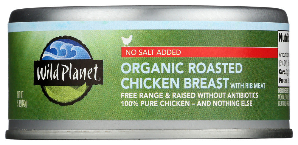 WILD PLANET: Organic Roasted Chicken Breast with No Salt Added, 5 oz