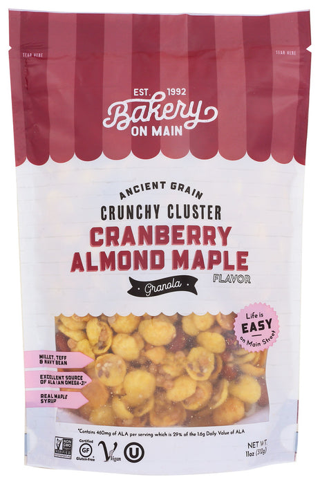 This Bakeshop Delicious Cranberry Almond Maple granola was created for you by combining our audaciously premium multigrain &amp; bean crisps made with corn, brown rice, ancient grains, and navy beans, with sweetened dried cranberries, seeds &amp; nuts, and finished with the delicious taste of maple.