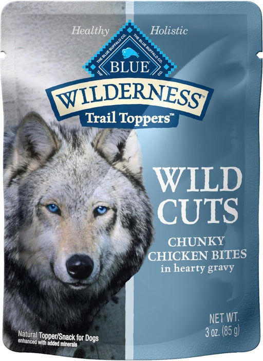 BLUE BUFFALO: Wilderness Wild Cuts Trail Toppers Adult Dog Food Chunky Chicken Bites in Hearty Gravy, 3 oz