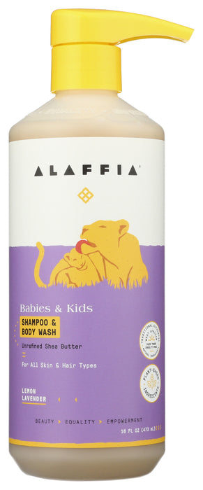 ALAFFIA: Kids Shampoo Body Wash Lemon Lavender, 16 fo