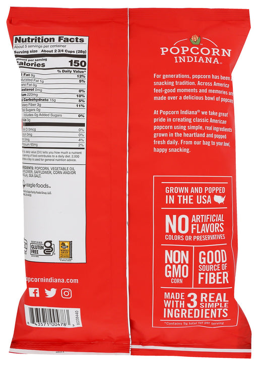 Just three ingredients: sea salt, oil, and our naturally delicious popcorn. It's really that simple. We sprinkle gourmet-quality sea salt on our kettle-popped popcorn at the perfect time to enhance the crunch and bring out the flavor. Enjoy pure, unadulterated snacking!