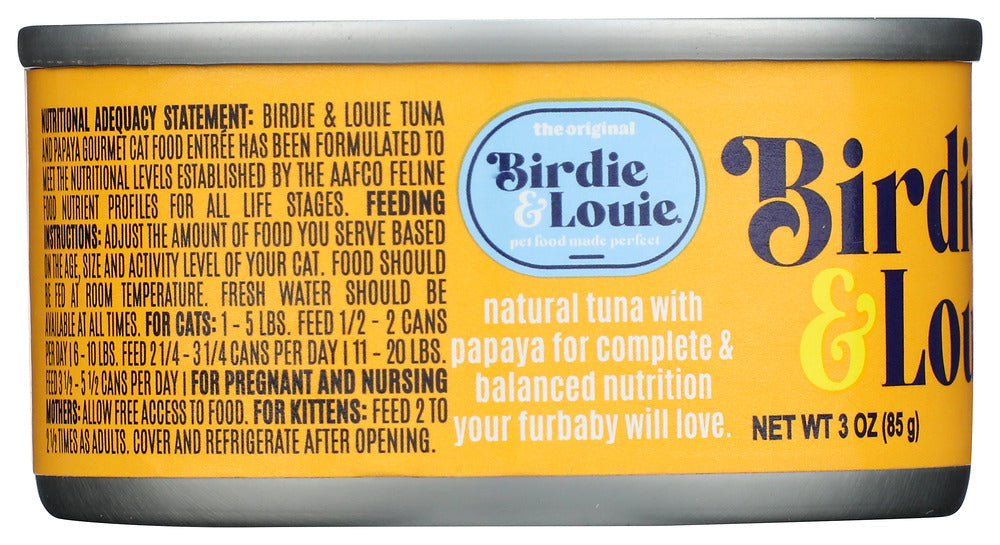 BIRDIE & LOUIE: Tuna and Papaya Wet Cat Food Gourmet Entrees, 3 oz