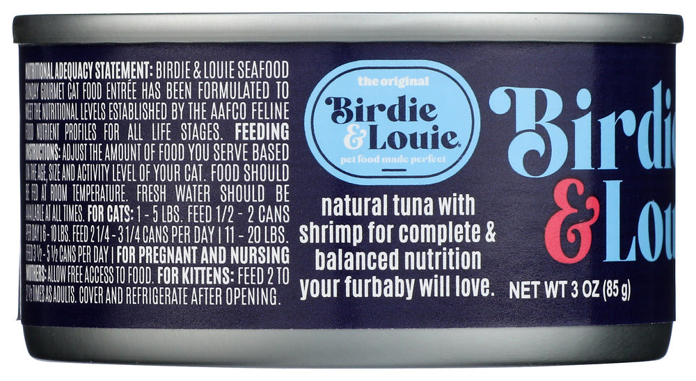 BIRDIE & LOUIE: Seafood Sunday Tuna and Shrimp Wet Cat Food Gourmet Entrees, 3 oz