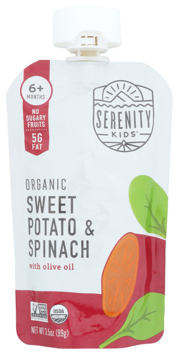 SERENITY KIDS: Food Baby Sweet Potato Spinach Organic, 3.5 oz