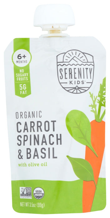 SERENITY KIDS: Pouch Organic Carrots Spinach, 3.5 oz