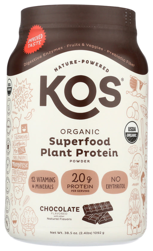 KOS: Organic Plant Protein Chocolate Flavored, 41.3 oz