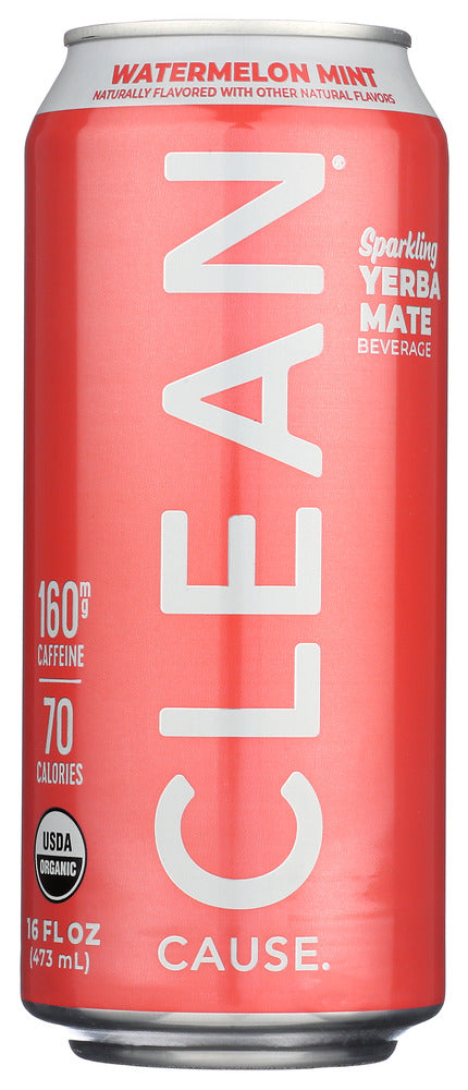 CLEAN CAUSE: Watermelon Mint Sparkling Yerba Mate, 16 fo