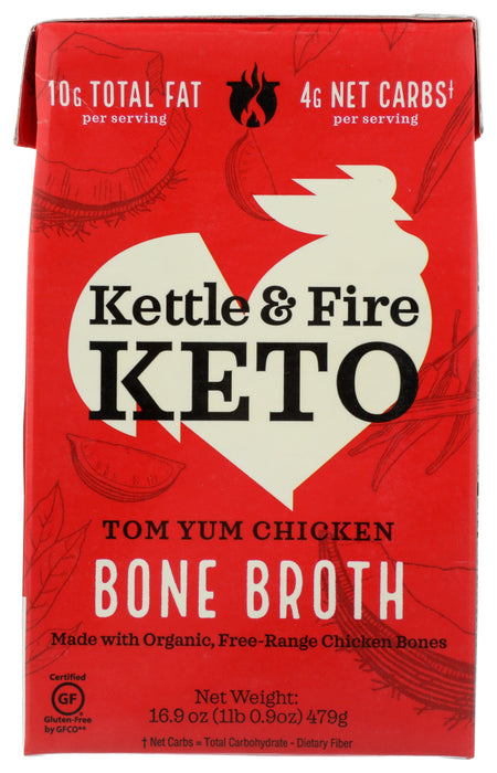 KETTLE AND FIRE: Tom Yum Chicken Broth, 16.9 oz