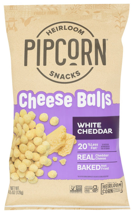 PIPCORN: White Cheddar Cheese Balls, 4.5 oz