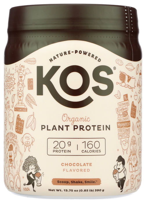 KOS: Organic Plant Protein Chocolate Powder, 13.75 oz