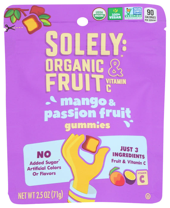 SOLELY: Organic Mango Passionfruit Gummies, 2.5 oz