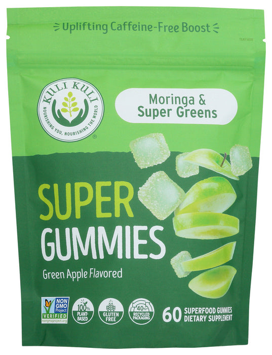 KULI KULI MO: Moringa and Leafy Green Super Gummies Green Apple Flavor, 60 pc