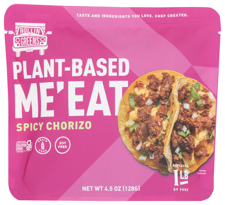 ROLLINGREENS: Chorizo Plant Based Meeat, 4.5 oz