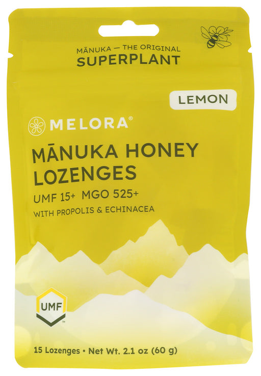 MELORA: Lemon Manuka Honey Lozenges, 2.1 oz