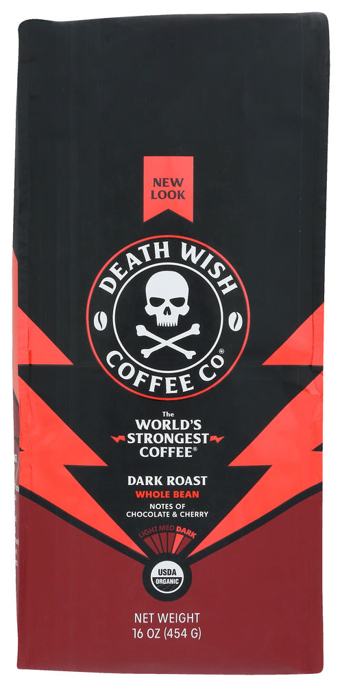 DEATH WISH COFFEE: Dark Roast Whole Bean Coffee, 1 lb - No Brand For Less 