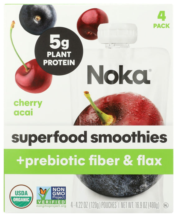 NOKA: Cherry Acai Superfood Smoothie Prebiotic Fiber 4Pk, 16.9 oz